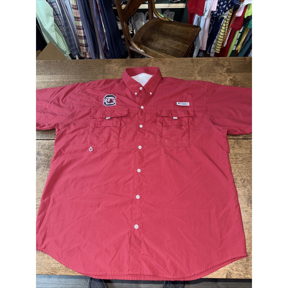 South Carolina Gamecocks Polo Shirt Mens XL Red Columbia PFG NCAA